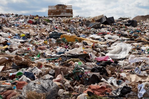 Construction debris being cleared by muck away service