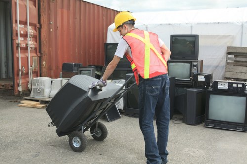 Electronic waste being processed at a recycling facility